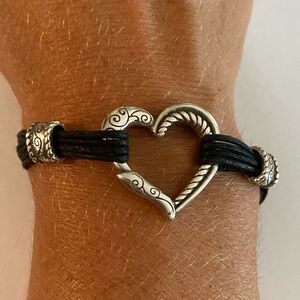 Brighton black and silver Heritage Heart‎ bracelet